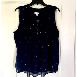 Charter Club sleeveless pintuck blouse, size L